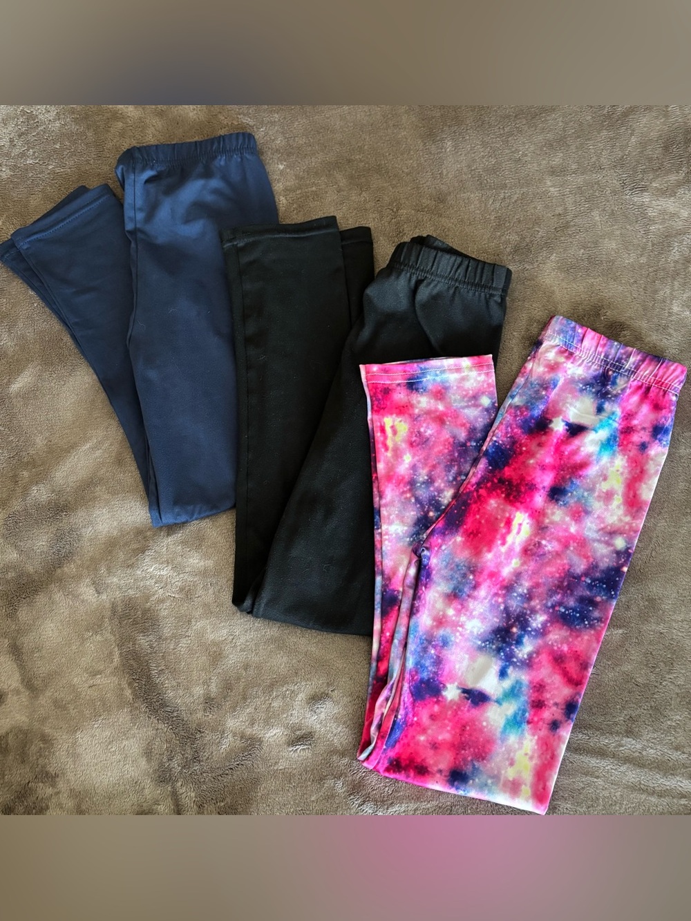 Stretchy Galaxy Print and Solid Leggings - Pink/Multi, Black & Navy